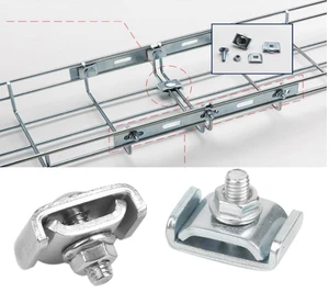 Reinforced Joint Clamp For Wire Mesh Cable Tray, End-to-End Splice Connector Fit 4mm - 6mm Dia. Basket Cable Tray