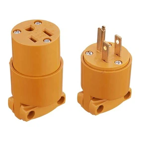 15 Amp Replacement Plug/Connector Set 125V NEMA 5-15R Straight Blade Plug PVC Copper Materials Standard Grounding CUL Listed
