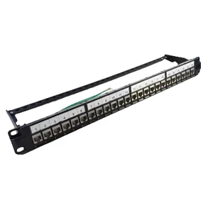 24 Port CAT6A 19Inch 1U FTP Modular Patch Panel RJ45 Zinc Alloy Toolless Keystone Jack Patch Pane for Network Cabling System