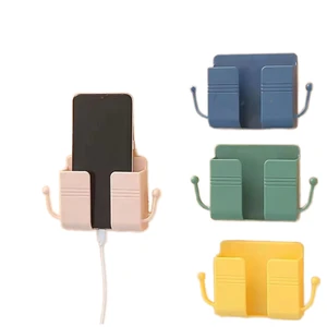 Portable Wall-mounted Mobile Phone Holder TV Remote Control Storage Box Bedside Phone Charging Bracket Rack Holder for Wall