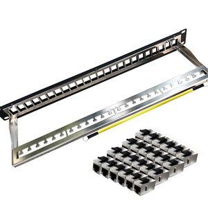 ZOERAX 24Port 1U CAT6A STP Shielded Patch Panel With Preloaded CAT6A Keystone Jack,10G Rack Mount Ethernet Patch Panel