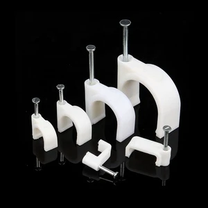 Round U-Type Cable Clips with 8mm Plastic Nail for Secure Fastening