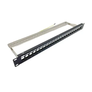 19 inch 24 port Cat5e Cat6 Cat6A shielded patch panel UTP FTP empty blank patch panel for RJ45 Cat6A Keystone Jack