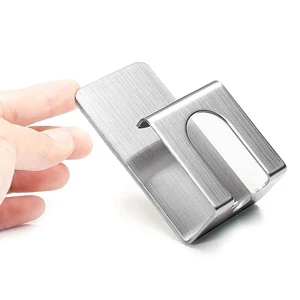 2pcs Storage Stainless Steel Home Self Adhesive Single Wall-mounted Brushed No Drilling Toothbrush Holder Bracket Strong Loading