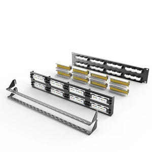 Cat5E/6 Integrated Network Patch Panels 110-Style Patch Panel 48-Port 2RU Cable Management Bar Included