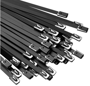 DEYI Industrial Stainless Steel Self-Locking Cable Ties 201/304/316 with Epoxy Coating Black Customizable Length & Width