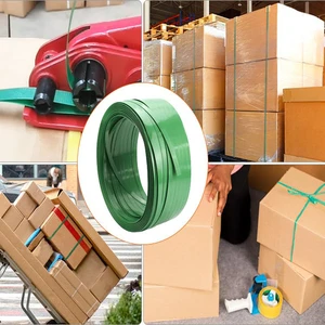 Wholesale Manual High Tensile Durable Green Black PET Strapping Band For Industrial Use 5mm-19mm Width 0.6-1.2mm Thickness