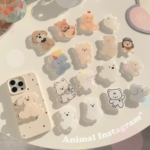 Korean Style Dog Bear Cartoon Telescopic Foldable Plastic Bracket with Adhesive Pad Mounting for for and Bathroom Use