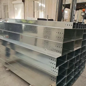 Steel Galvanized Cable Trays Solid Through Type 80pcs Capacity Various Specifications for Industrial & Construction Applications