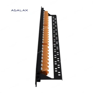 Manufacturer Wholesale Cat6/Cat5e/Cat6A 24 Port RJ45 Unshielded PoE Compatible 1U Rack Mount Patch Panel with T568A/B Wiring