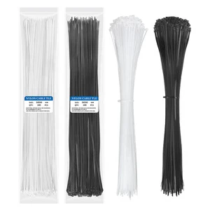 Nylon Cable Zip Ties 100-Pack 4.8x550mm 21.6-Inch Self-Locking Wire Tie Wraps Black/White CE Certified Indoor Outdoor Use 50lb