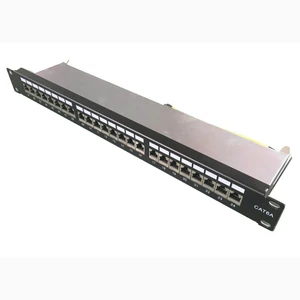 CAT6A 24 Port FTP Patch Panel 19 Inches 1u Rackmount Black