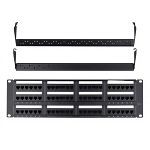Modular Empty Patch Panel 48 Port 2U Standard 19 Inch Rack Mount Frame Support Cat6 Shielded Keystone Jack Socket Cable