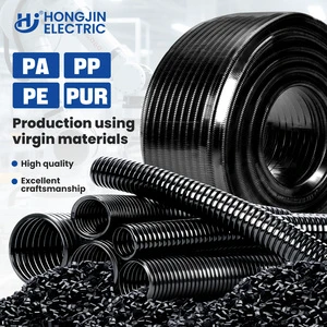 Black PA66 Nylon Flame Resistant for 94-V0 IP68 Wire Cable Sheath Thickened Conduits Fittings Plastic Corrugated Tube Threading