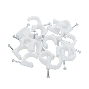 6mm White Cable Clips UV Resistant 50 Pack Circle Adhesive Plastic Cable Clips