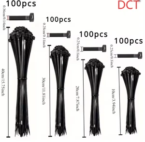 100pcs Black Cable Ties High Tensile Strength, Uv Resistant, Self-Locking for Home & Office Cord Management