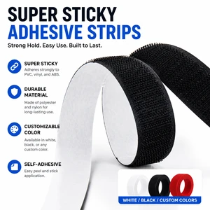Super Sticky Acrylic Adhesive Hook and Loop Fastener Tape Mounting Strips for PVC, Vinyl, ABS