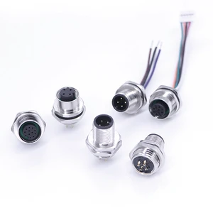 M12 Copper PCB Circular Connector 4-12 Pin E Coded Male Female IP67 Waterproof Shielded Solder Type Field Wireable Industrial
