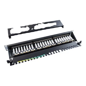Cat6A FTP Patch Panel 24 Port Shielded Unshielded Customized Patch Panel For Cat5e Cat6 Cat6A Cat7 Module