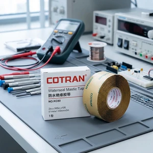 NO.KC80 1m Watersea COTRAN Mastic Tape High Voltage 1kV Butyl Rubber Waterproof Black Electrical Insulation 1.16Mpa