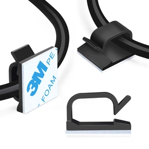 Small & Large Adhesive Cable Clips Black Upgraded Wire Holder for Wall Cord Organizer Cable Management Under Desk
