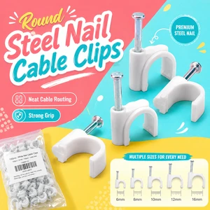 Factory Price Steel Nail Cable Clips Circle and Flat Plastic Wall Wire Management Clips for Professional Electricians