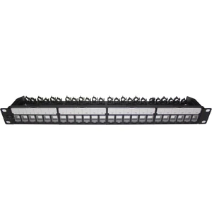 24 Port UTP Cat6 Network Patch Panel Removable Panels With Dust Covers and Adjustable Cable Management
