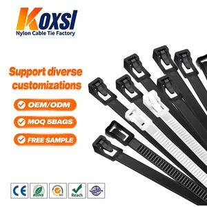 Releasable Reusable Carry Straps Automatic Adjustable Zip Tie Strap Reusable Wire Wraps Nylon Cable Ties7.5*400mm