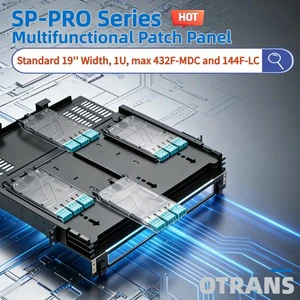 Factory Price 19 Inch 1U Rack Mount Fiber Optic Patch Panel 432 Cores MPO To MDC Pre Terminated
