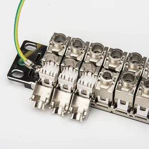 High Density 1U 48 Port STP FTP Cat5e Cat6 Cat6A Patch Panel With Shielded Keystone Jack