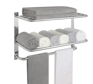 Bathroom Towel Rack, 23-inch Tower Bracket with Tower Pole, Stainless Steel Bathroom Towel Rack Wall-mounted Towel Rack