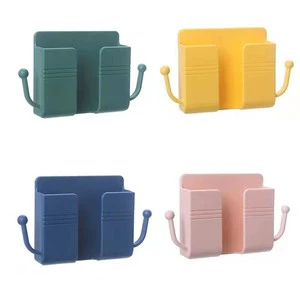 Adhesive Bracket Hook Recyclable Mobile Phone Charging Remote Control Shelf Rings Holder Non-perforated Wall Hanger for Bedroom