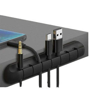 Self-Adhesive Silicone Cable Clips Plastic Cord Holder with Charging Accessory Hooks for Office Home Living Room Desk