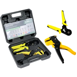 Battery Cable Lug Insulated Wire Crimper Plier Set With 1200PCS HSC8 Cord End Terminal Crimping Tool Kit