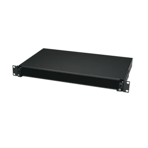 Flat Blank 19 Inch Sliding Fiber Optic Patch Panel, 1U, Black, Unloaded, Without Front Panel