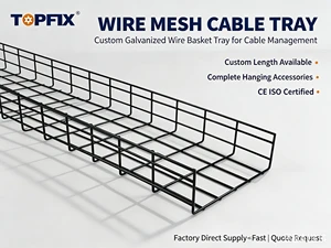 TOPFIX Optimized Heat Dissipation Wire Mesh Cable Basket Tray Iso CE Certified for AI High-Density Server Cluster