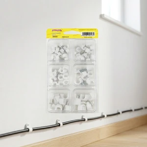 High Quality Polished White Plastic Steel Cable Holder Clips Wall Clamp Multi-Purpose Home Tool Set