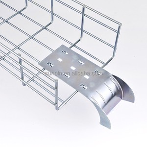 Cross Clip Wire Mesh Cable Tray Stainless Steel 304 316 Basket Cable Tray Under Desk Cable Management
