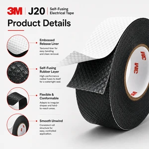 Custom 3M J20 Black PVC Tape Rubber Adhesive Vinyl Electrical PVC Tape for Cable Wrapping High Voltage Insulation