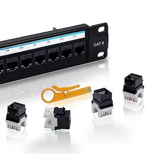 Factory Outlet 1U Loaded 24-Port Modular FTP Patch Panel 24B Cat6 Shield