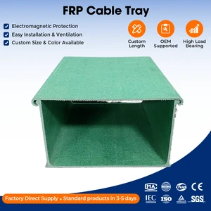 Large Span Fiberglass Frp Cable Tray Anodized Surface 216kg Load Capacity Pipe Box Chemical Plant Bridge Groove Construction
