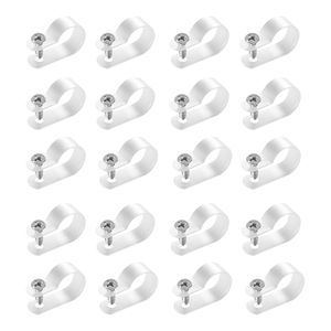 R-Type Cable Clips 0.51mm Wire Clamp 100 Pack Nylon Screw Mounting Fastener Electrical Grip Clip Wire for Cord Management
