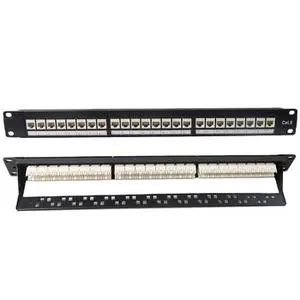 DIMAN 24-Port 1U Rack-Mounted Voice UTP Patch Panel with Bracket Cat5e/6/6A 19-Inch