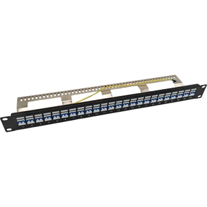 Hot Sale 1U 19 Inch 24 Ports STP/FTP Patch Panel with Back Dismountable bar LC/UPC Siglemode Fiber Patch Panel