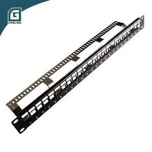 Gcabling 19 Inch RJ45 Copper Wall Rack Mount Keystone Network 24 Port 1u Cat6 Empty Blank Patch Panel Unloaded for Rack Cobinet