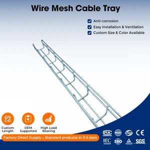 High Quality Customized Steel Cable Tray Rustproof Hot-Dip Galvanized Wire Mesh Cable Laying CE Certified 60 Pcs Cable Capacity