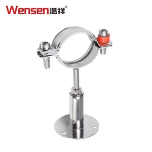 Wensen 304 Stainless Steel Adjustable Pipe Clip With Base - Telescopic Pipe Bracket Holder Support Clamp