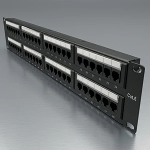 48 Port CAT6 UTP Loaded Patch Panel 1U 19 Inch Rack Mount RJ45 Connector Panel for Office Telecom Network Cabling Management