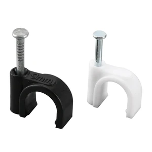 High Quality Round/circle Plastic Cable Clips Wall Wire Cable Clips With Steel Nail 6mm 100pcs/bag