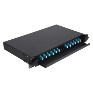 Simplex ODF LC UPC 24 Port 19 Inch 1U Fiber Pigtails Duplex Sliding Type Optical Patch Panel